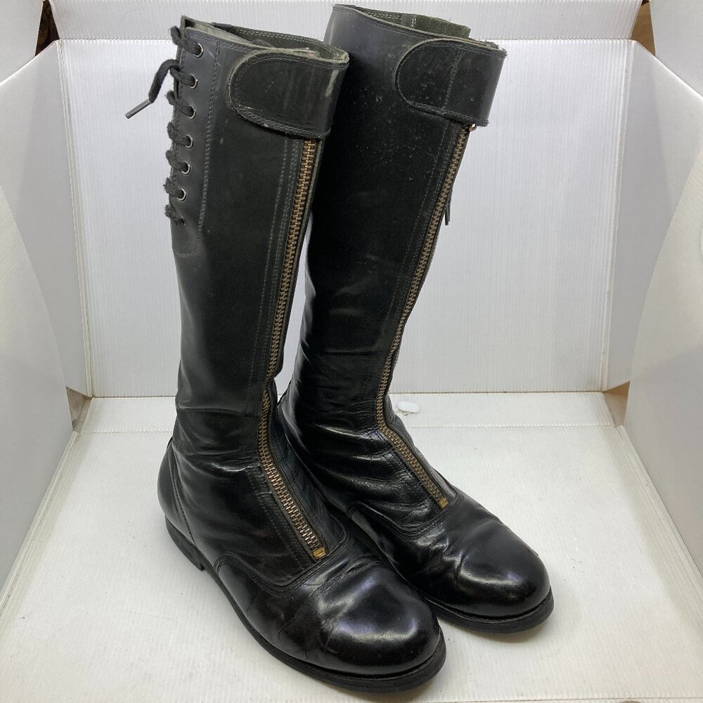 Vtg 1980 biker motorcycle riding zip equestrian uniform bluff mens boots sz 11
